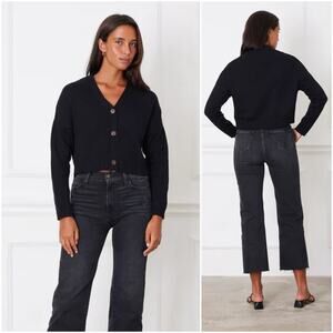 Paneros Women's Diana Cardigan Cropped in Black 100% Cotton size Small